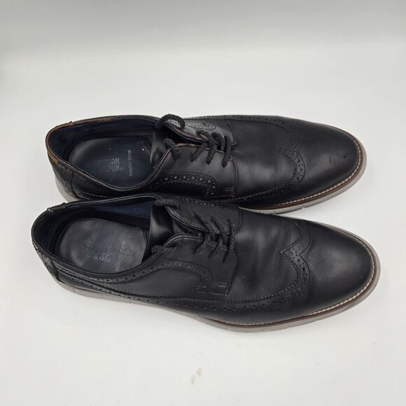 JOHNSTON & MURPHY Milson Long Wing Leather Derby Black Dress Shoes Men Size 11 M